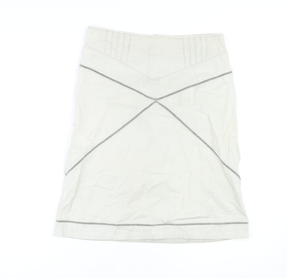Miss Selfridge Womens Beige Cotton A-Line Skirt Size 8 Zip