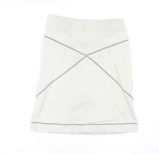 Miss Selfridge Womens Beige Cotton A-Line Skirt Size 8 Zip