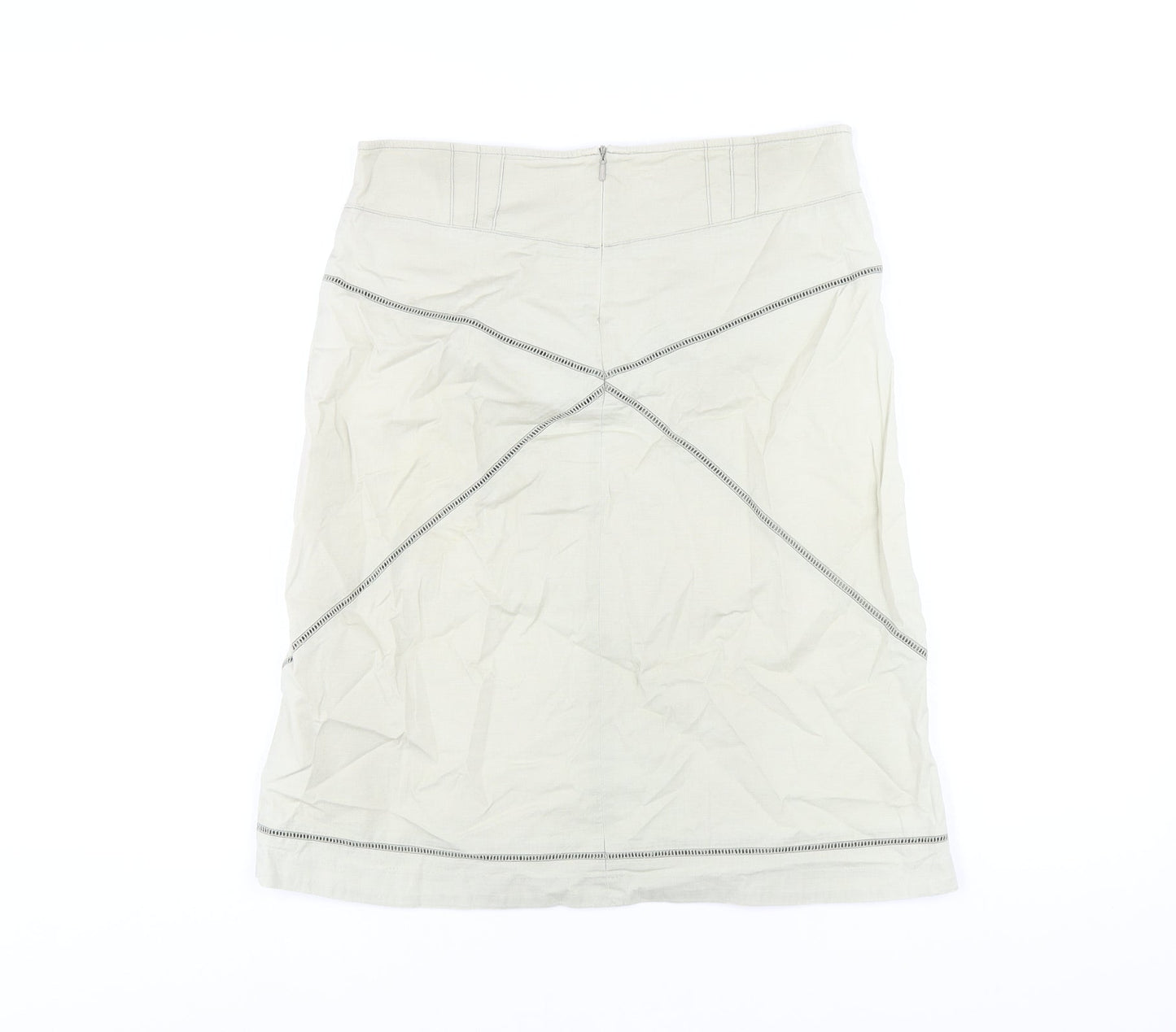 Miss Selfridge Womens Beige Cotton A-Line Skirt Size 8 Zip