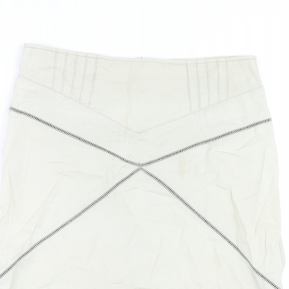 Miss Selfridge Womens Beige Cotton A-Line Skirt Size 8 Zip