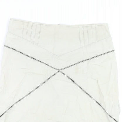 Miss Selfridge Womens Beige Cotton A-Line Skirt Size 8 Zip