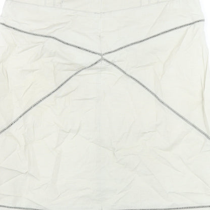 Miss Selfridge Womens Beige Cotton A-Line Skirt Size 8 Zip