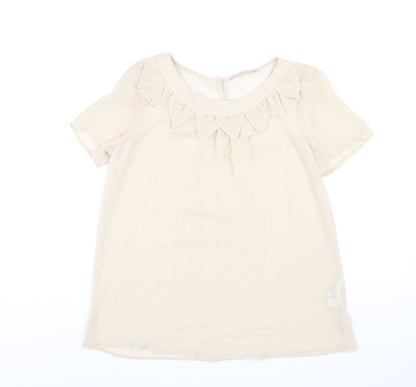 Womens UK Size 12 Red Herring Beige Basic T-Shirt