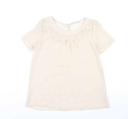 Womens UK Size 12 Red Herring Beige Basic T-Shirt