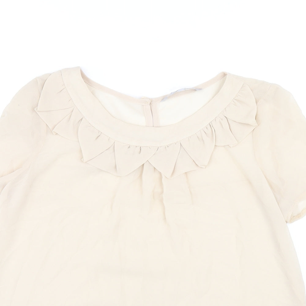 Womens UK Size 12 Red Herring Beige Basic T-Shirt