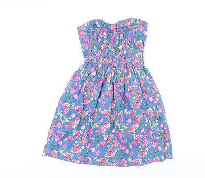 Hearts & Bows Womens Blue Floral Cotton Mini Size M Sweetheart Pullover