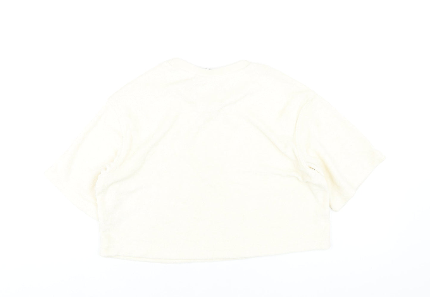 Womens UK Size XS H&M Ivory Cropped T-Shirt