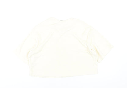 Womens UK Size XS H&M Ivory Cropped T-Shirt