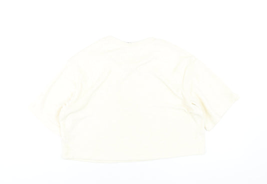 Womens UK Size XS H&M Ivory Cropped T-Shirt