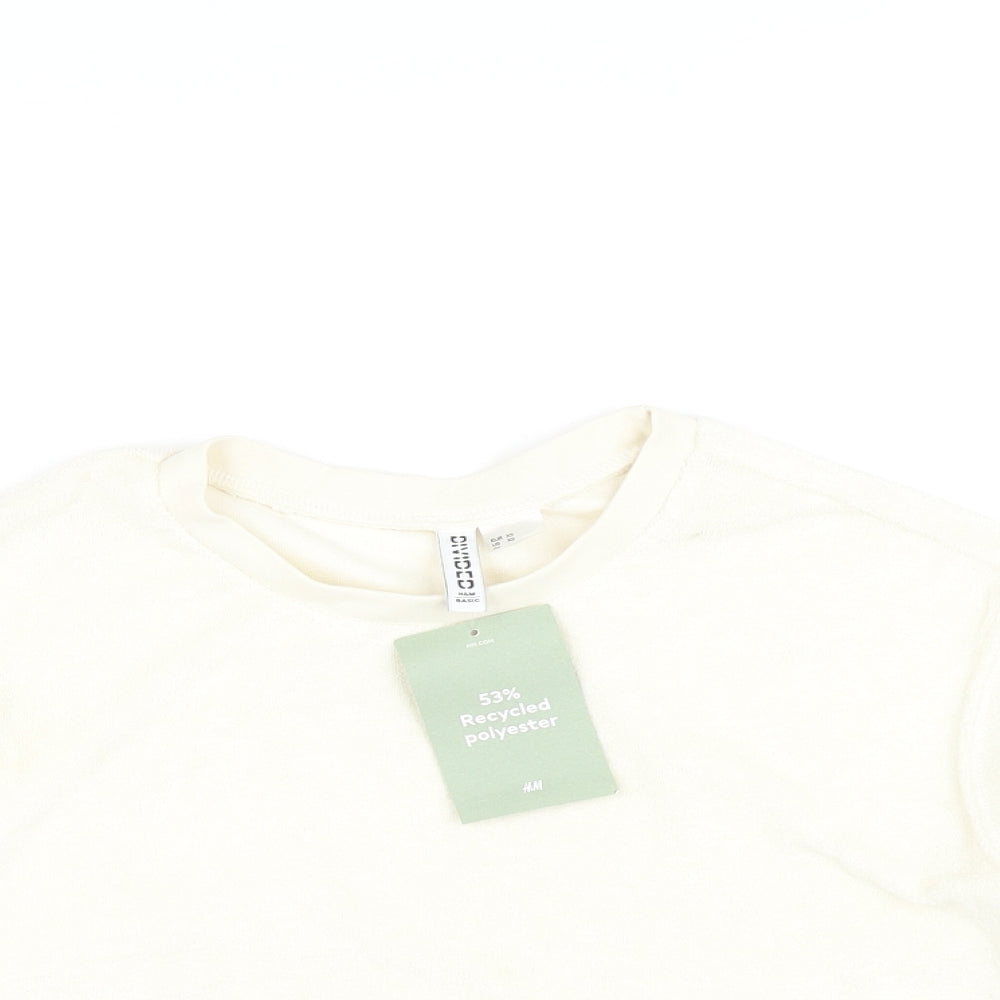 Womens UK Size XS H&M Ivory Cropped T-Shirt