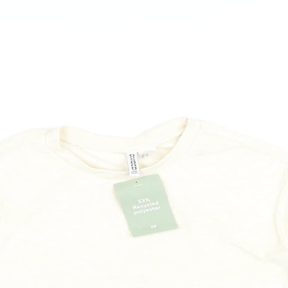 Womens UK Size XS H&M Ivory Cropped T-Shirt