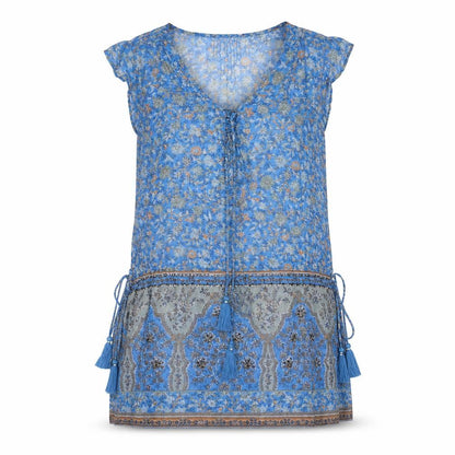 NEXT Womens Blue Geometric Polyester A-Line Size 6 V-Neck Pullover