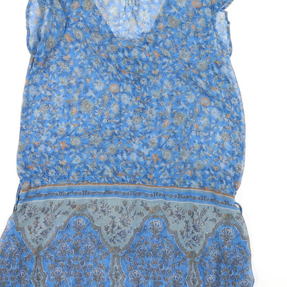 NEXT Womens Blue Geometric Polyester A-Line Size 6 V-Neck Pullover