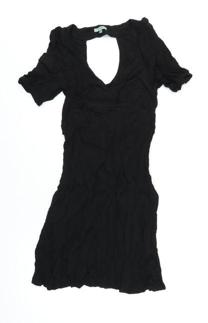 Therapy Womens Black Viscose A-Line Size 12 V-Neck Zip