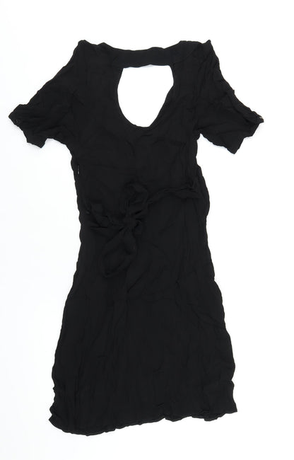 Therapy Womens Black Viscose A-Line Size 12 V-Neck Zip