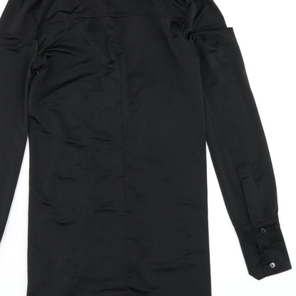 Urban Outfitters Womens Black Polyester Bodycon Size XS Collared Button