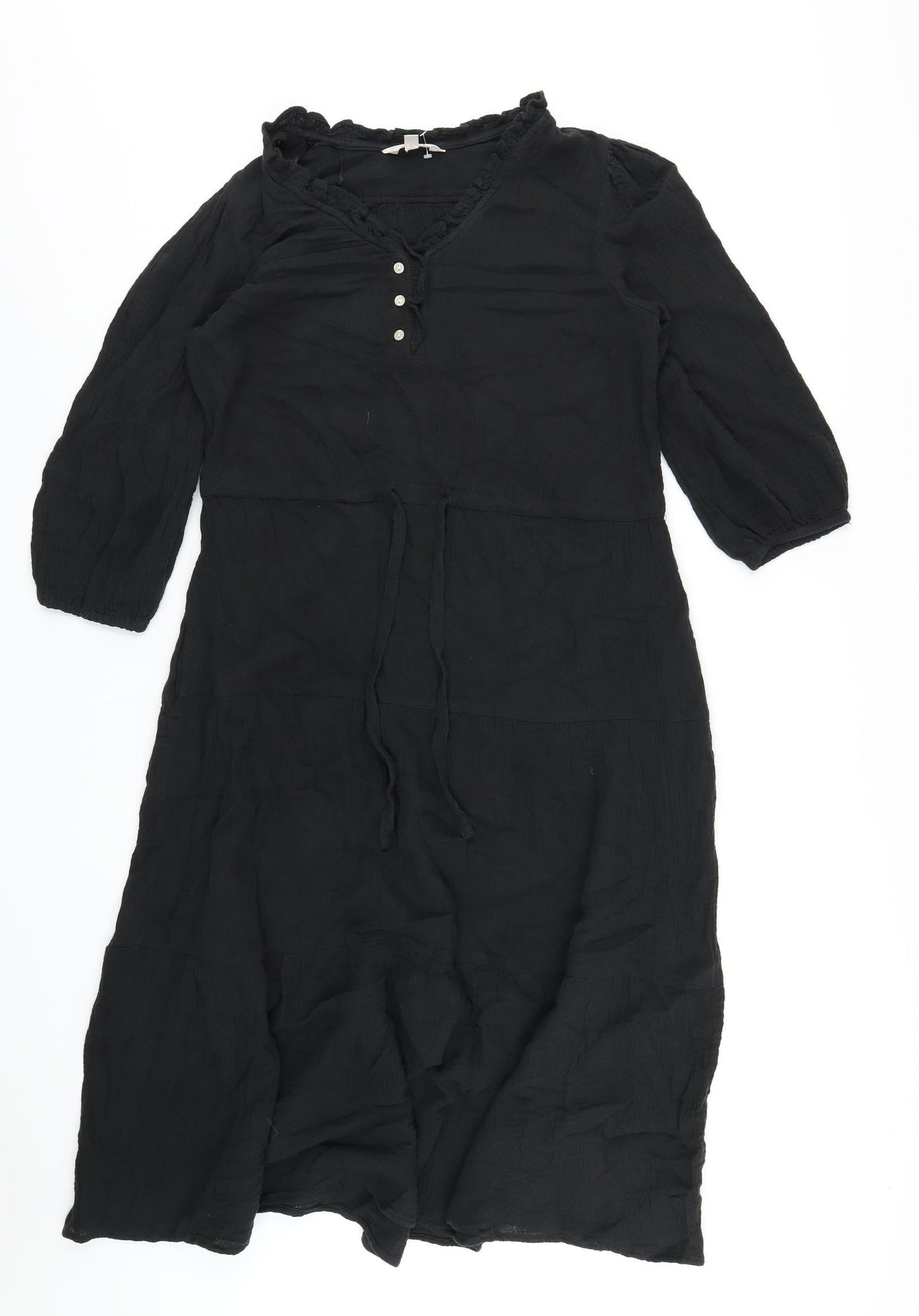 Per Una Womens Black Cotton Trapeze & Swing Size 6 V-Neck Pullover