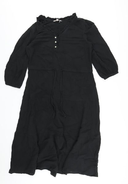 Per Una Womens Black Cotton Trapeze & Swing Size 6 V-Neck Pullover