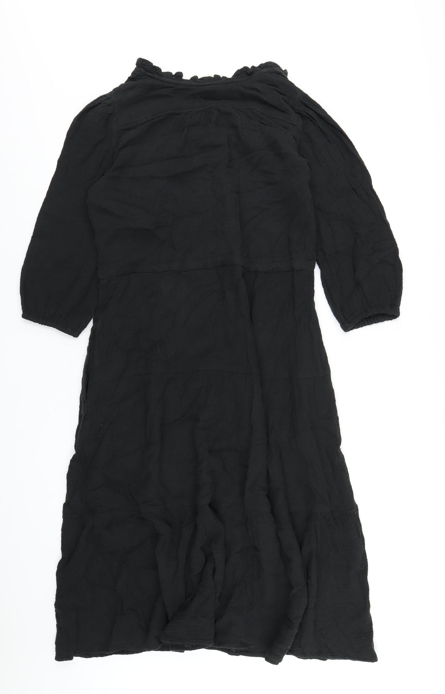 Per Una Womens Black Cotton Trapeze & Swing Size 6 V-Neck Pullover