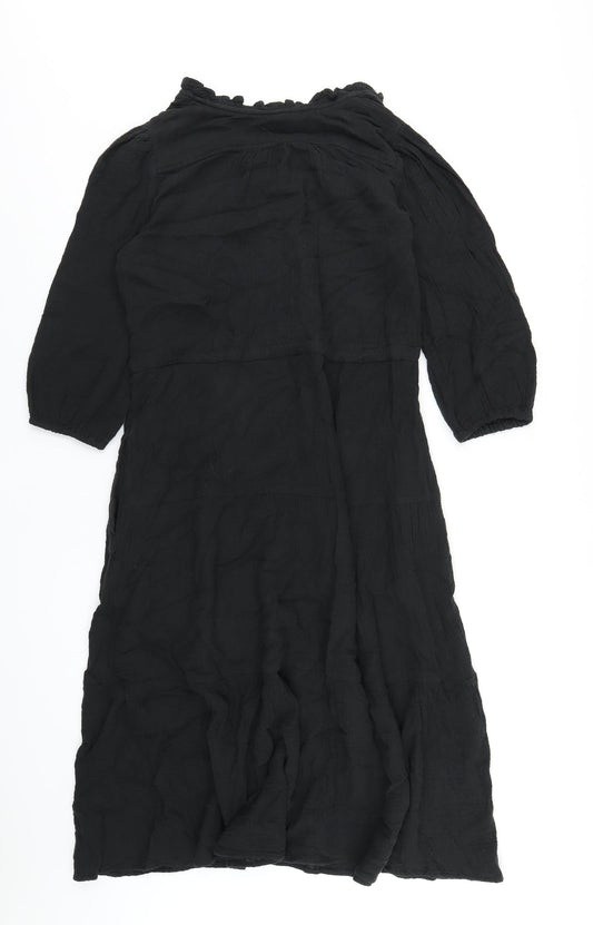 Per Una Womens Black Cotton Trapeze & Swing Size 6 V-Neck Pullover