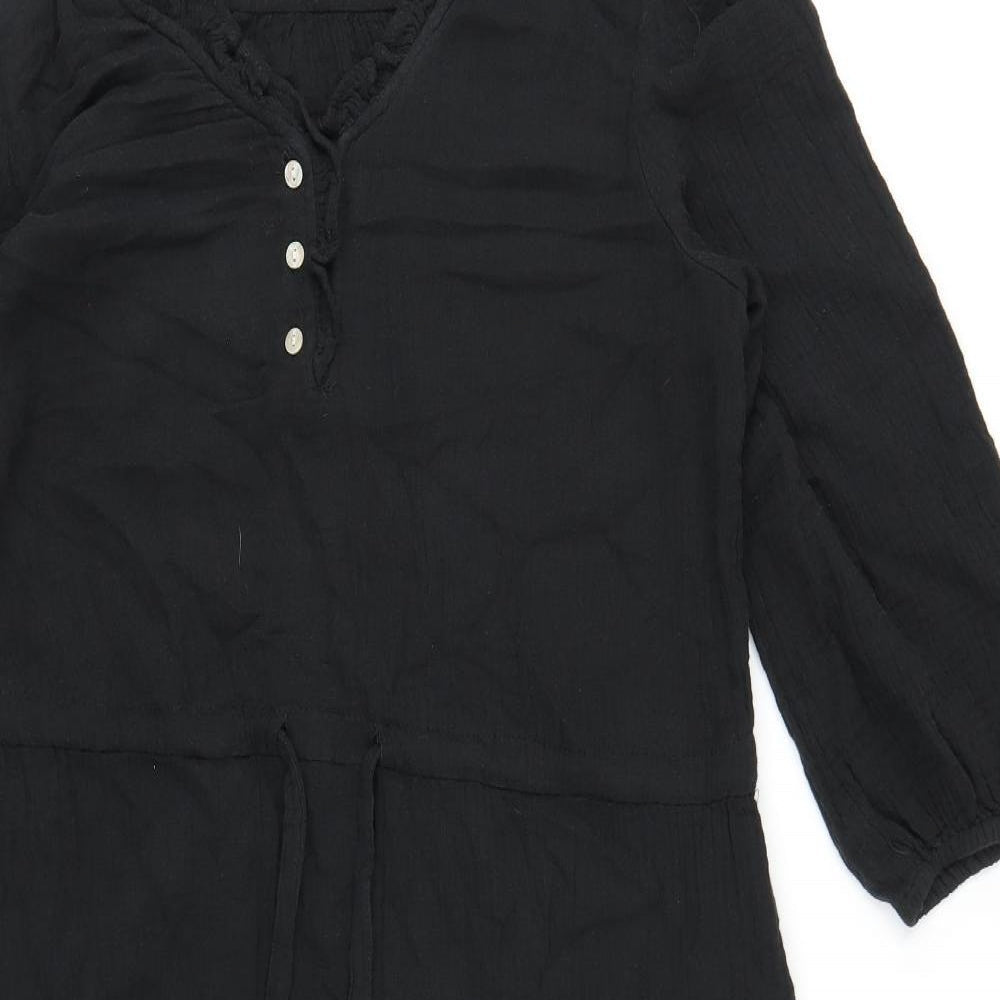 Per Una Womens Black Cotton Trapeze & Swing Size 6 V-Neck Pullover