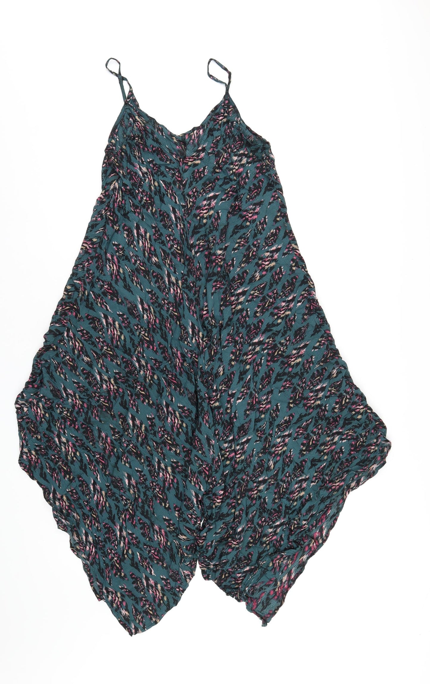 La Mary Womens Green Geometric Viscose A-Line Size S Scoop Neck Pullover