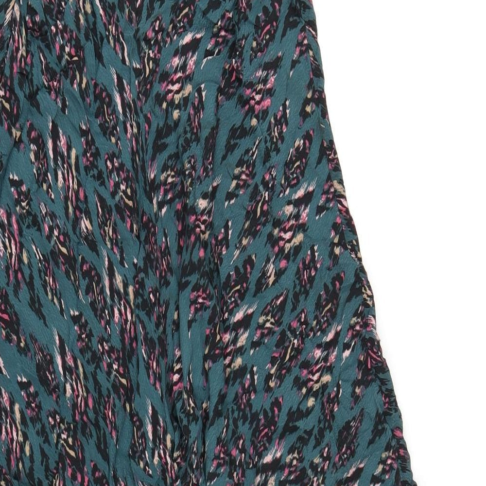 La Mary Womens Green Geometric Viscose A-Line Size S Scoop Neck Pullover