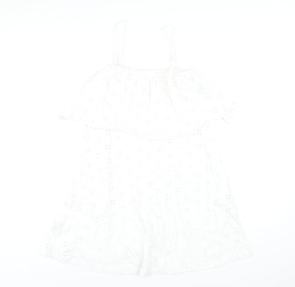 ASOS Womens White Cotton A-Line Size 12 Square Neck Pullover