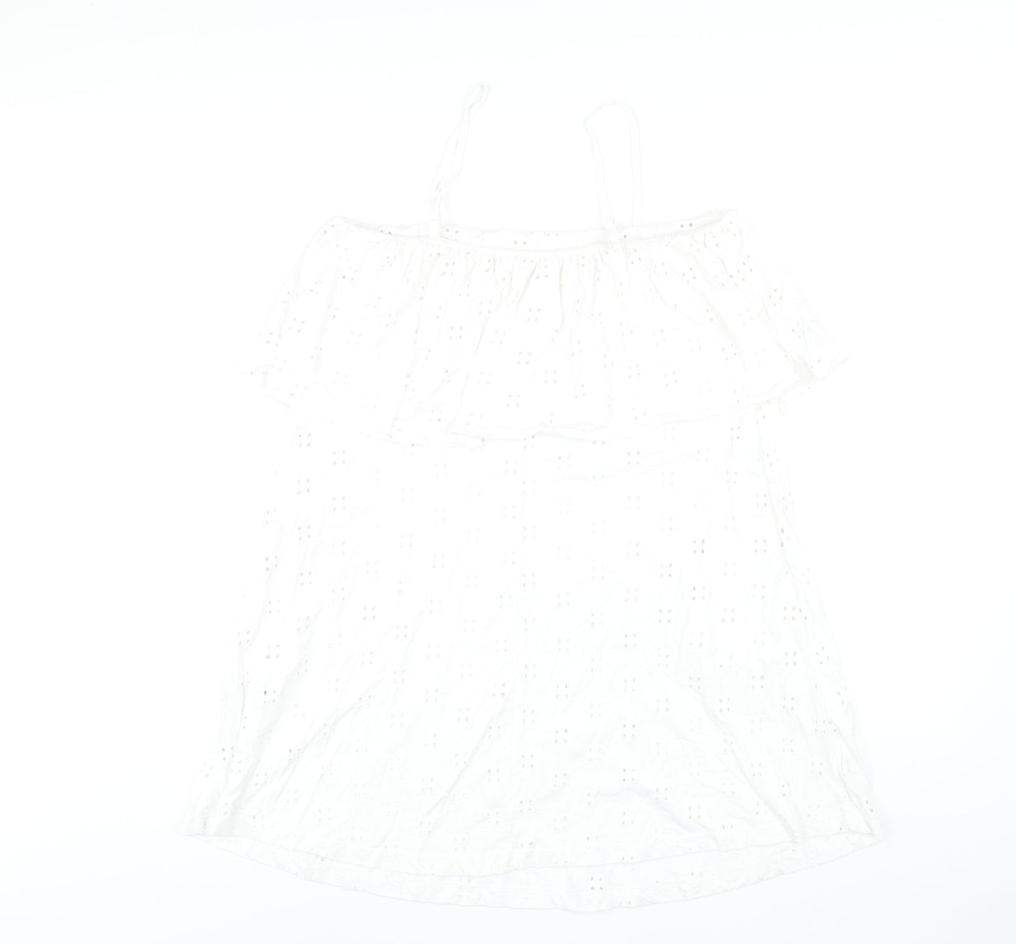 ASOS Womens White Cotton A-Line Size 12 Square Neck Pullover