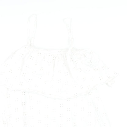 ASOS Womens White Cotton A-Line Size 12 Square Neck Pullover