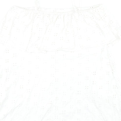 ASOS Womens White Cotton A-Line Size 12 Square Neck Pullover
