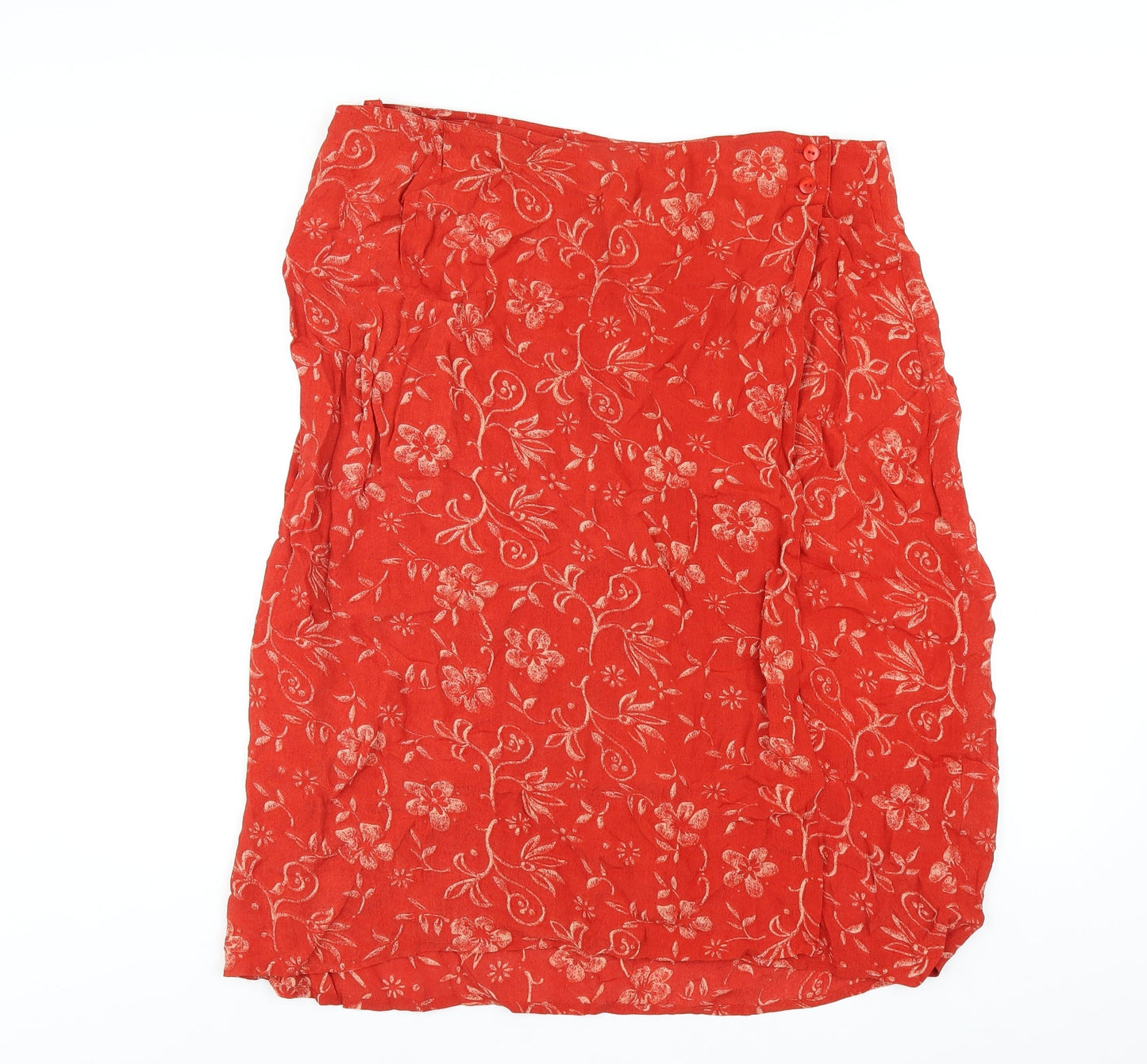 Isabelle Womens Orange Geometric Viscose A-Line Skirt Size 18 Button