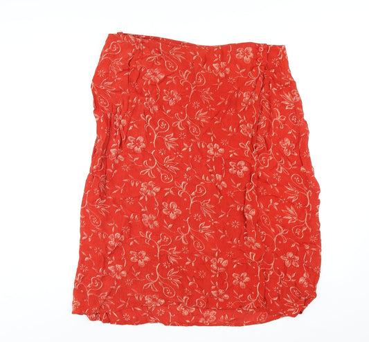 Isabelle Womens Orange Geometric Viscose A-Line Skirt Size 18 Button