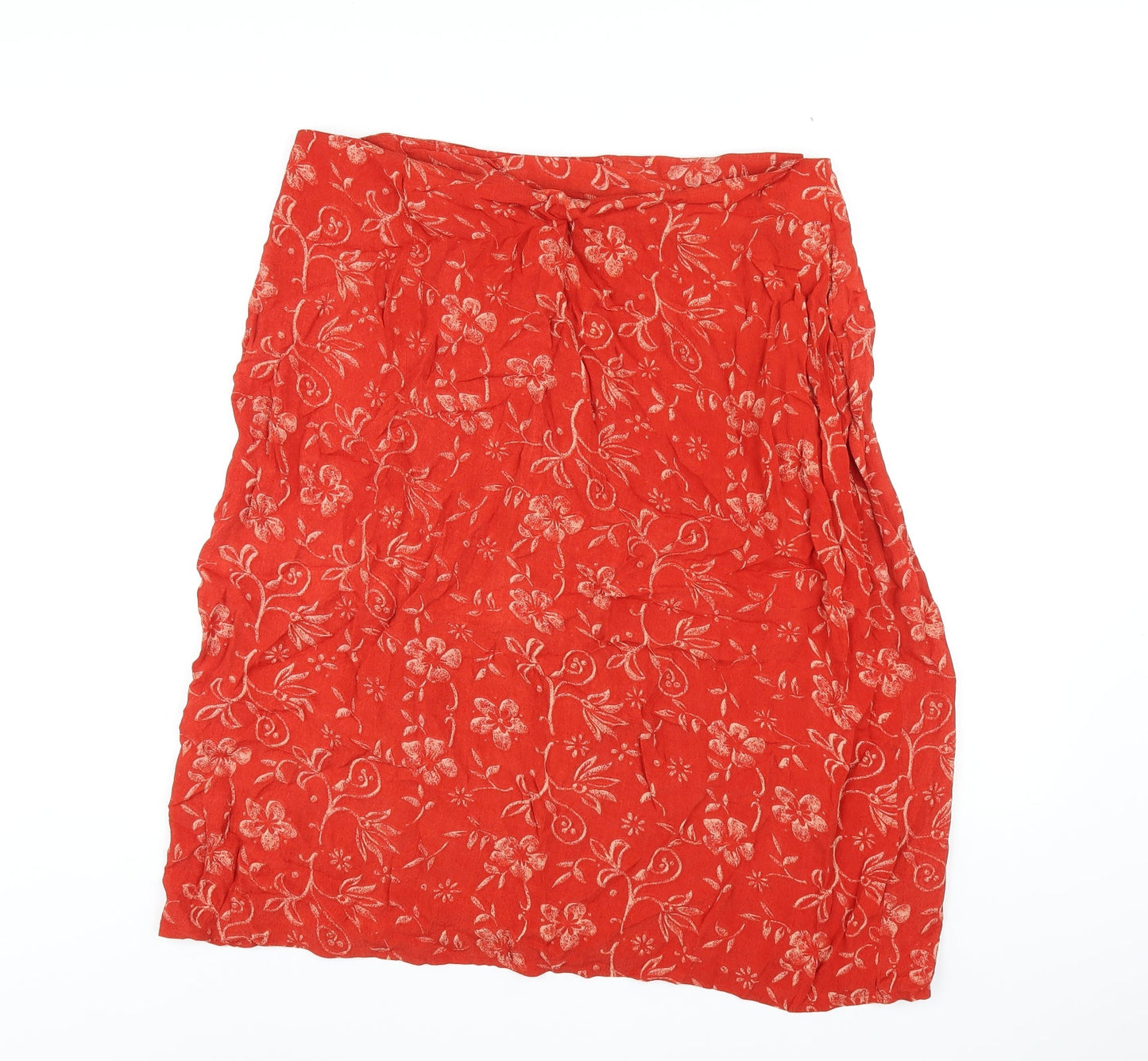 Isabelle Womens Orange Geometric Viscose A-Line Skirt Size 18 Button