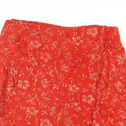 Isabelle Womens Orange Geometric Viscose A-Line Skirt Size 18 Button