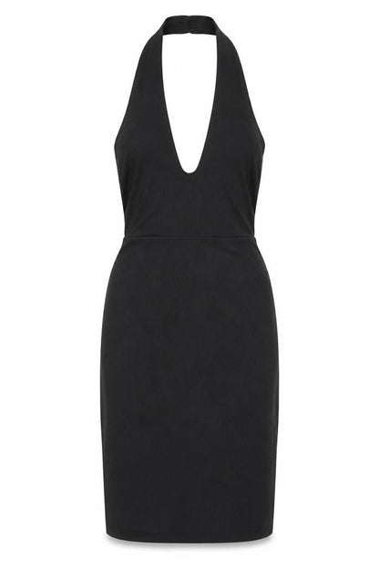 PRETTYLITTLETHING Womens Black Polyester Bodycon Size 8 Halter Pullover