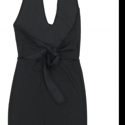 PRETTYLITTLETHING Womens Black Polyester Bodycon Size 8 Halter Pullover