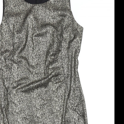 bonprix Womens Gold Polyester Pencil Dress Size 12 Round Neck Zip