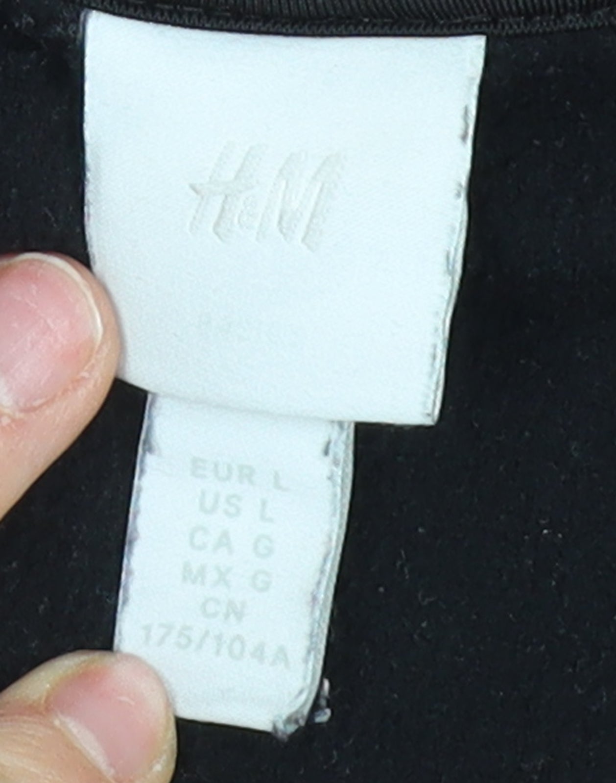 H&M Unisex Black Pullover Hoodie, Size L, Polyester