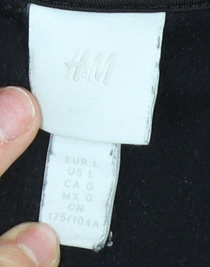 H&M Unisex Black Pullover Hoodie, Size L, Polyester