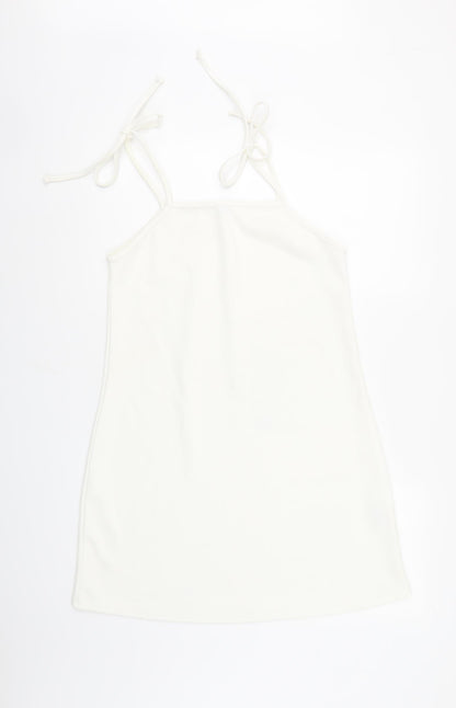 Missguided Womens White Polyester A-Line Size 10 Square Neck Tie