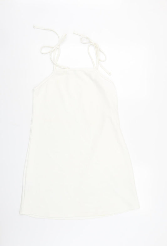 Missguided Womens White Polyester A-Line Size 10 Square Neck Tie