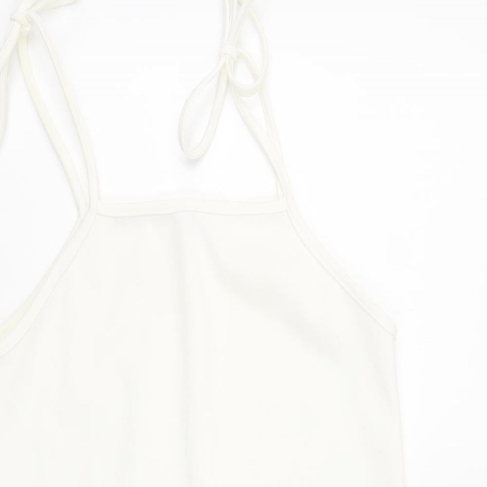 Missguided Womens White Polyester A-Line Size 10 Square Neck Tie