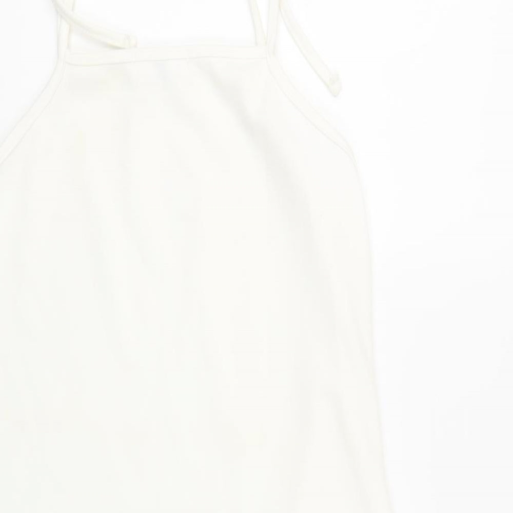 Missguided Womens White Polyester A-Line Size 10 Square Neck Tie