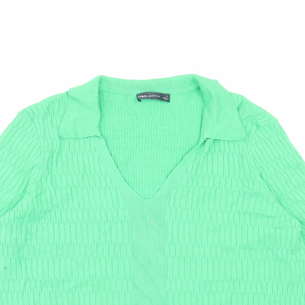 Womens UK Size L Marks and Spencer Green Pullover Jumper