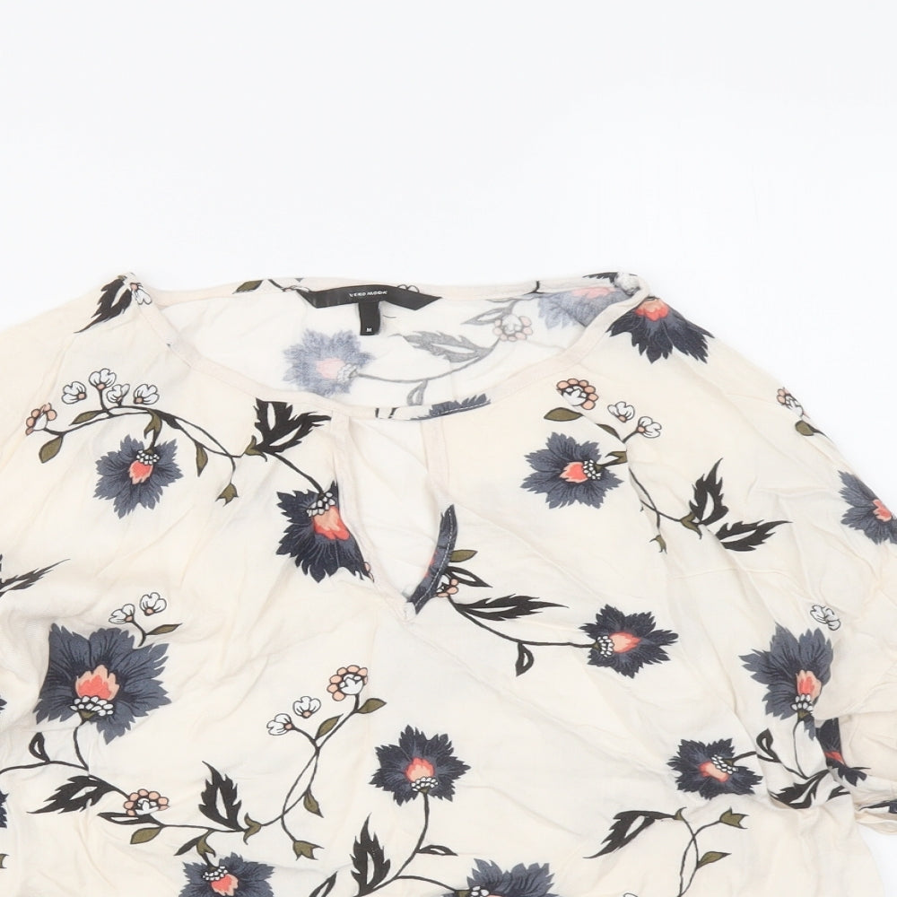 Womens UK Size M VERO MODA Ivory Basic Blouse