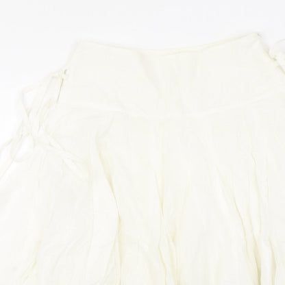 Miss Selfridge Womens White Cotton Swing Skirt Size 6 Zip - Tie Detail