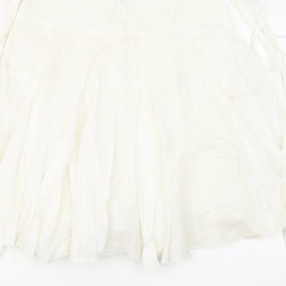 Miss Selfridge Womens White Cotton Swing Skirt Size 6 Zip - Tie Detail