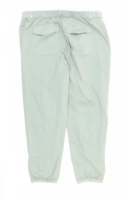 marks and Womens Green Cotton Tapered Jeans Size 22 L27 in Regular Zip - Elasticated Waist Pockets