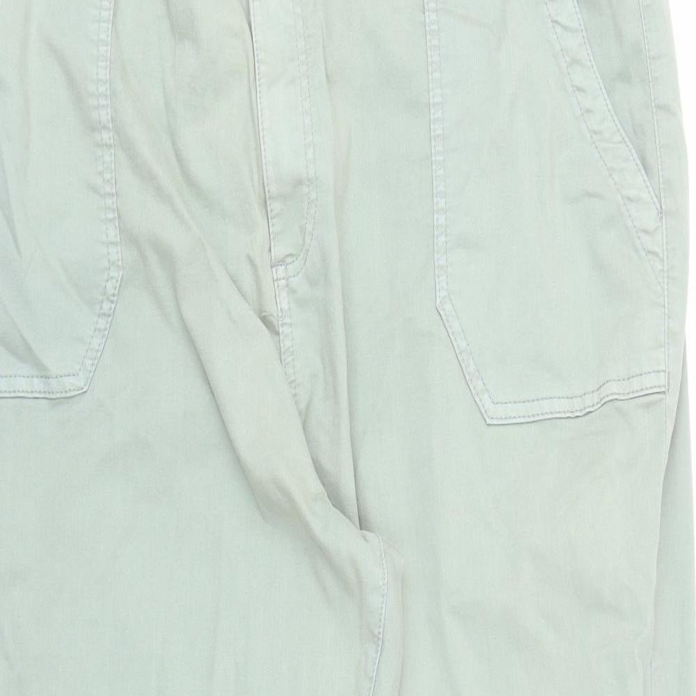 marks and Womens Green Cotton Tapered Jeans Size 22 L27 in Regular Zip - Elasticated Waist Pockets